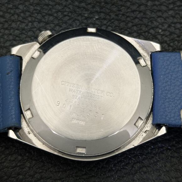 Vintage 1976 Citizen Automatic Mens Silver Watch W/daydate & Blue accents - Picture 8 of 9